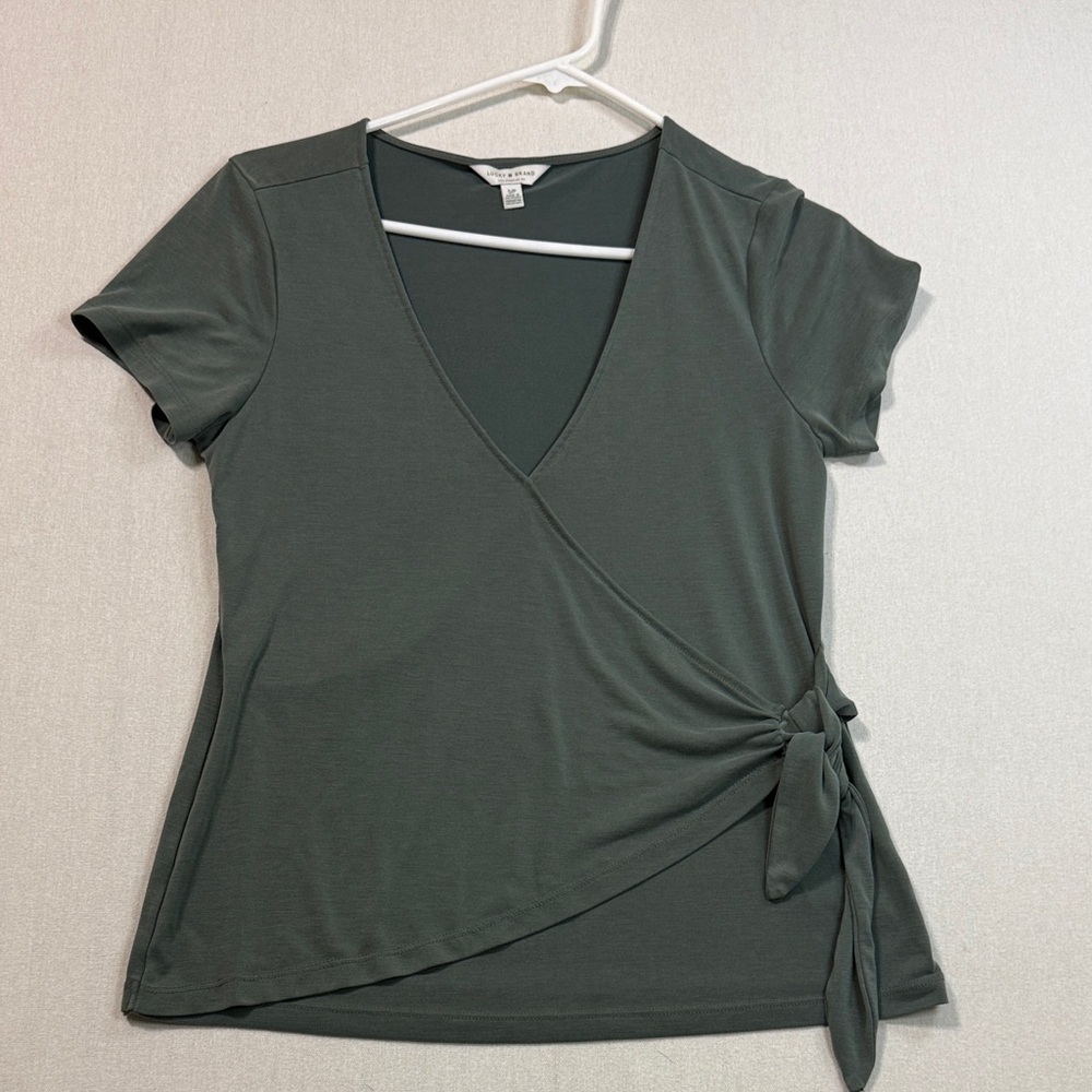 Lucky Brand Dark Green Wrap Tee